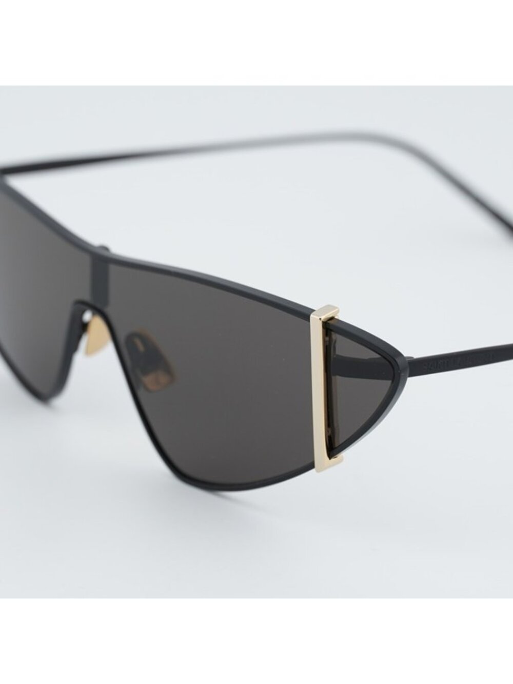 Saint Laurent SL536 001 Sunglasses Black Rimless Shield Frame, Black Lenses - Picture 2 of 10